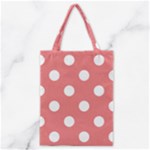 Polka Dots - White on Coral Pink Classic Tote Bag