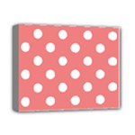 Polka Dots - White on Coral Pink Deluxe Canvas 14  x 11  (Stretched)