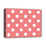 Polka Dots - White on Coral Pink Deluxe Canvas 16  x 12  (Stretched)