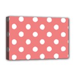 Polka Dots - White on Coral Pink Deluxe Canvas 18  x 12  (Stretched)