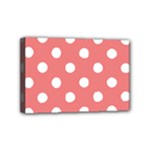 Polka Dots - White on Coral Pink Mini Canvas 6  x 4  (Stretched)