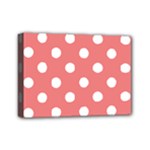 Polka Dots - White on Coral Pink Mini Canvas 7  x 5  (Stretched)