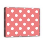 Polka Dots - White on Coral Pink Canvas 10  x 8  (Stretched)