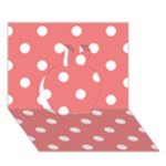 Polka Dots - White on Coral Pink Apple 3D Greeting Card (7x5)