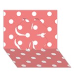 Polka Dots - White on Coral Pink Clover 3D Greeting Card (7x5)
