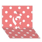 Polka Dots - White on Coral Pink Ribbon 3D Greeting Card (7x5)