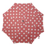 Polka Dots - White on Coral Pink Hook Handle Umbrella (Medium)