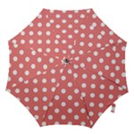 Polka Dots - White on Coral Pink Hook Handle Umbrella (Small)