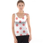 Polka Dots - Coral Pink on White Tank Top