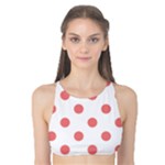 Polka Dots - Coral Pink on White Tank Bikini Top