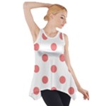Polka Dots - Coral Pink on White Side Drop Tank Tunic