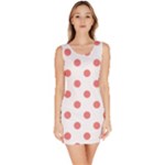 Polka Dots - Coral Pink on White Bodycon Dress
