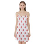 Polka Dots - Coral Pink on White Satin Night Slip