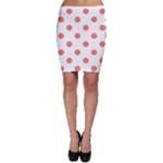 Polka Dots - Coral Pink on White Bodycon Skirt