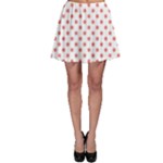 Polka Dots - Coral Pink on White Skater Skirt
