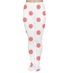 Polka Dots - Coral Pink on White Women s Tights