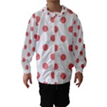 Polka Dots - Coral Pink on White Hooded Wind Breaker (Kids)