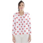 Polka Dots - Coral Pink on White Wind Breaker (Women)