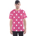 Polka Dots - White on Dark Pink Men s Sport Mesh Tee
