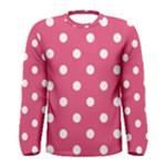 Polka Dots - White on Dark Pink Men s Long Sleeve T-shirt