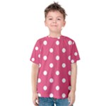 Polka Dots - White on Dark Pink Kid s Cotton Tee