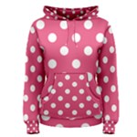 Polka Dots - White on Dark Pink Women s Pullover Hoodie