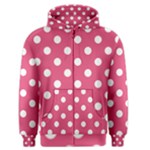 Polka Dots - White on Dark Pink Men s Zipper Hoodie