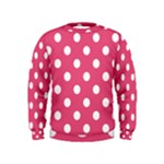 Polka Dots - White on Dark Pink Kid s Sweatshirt
