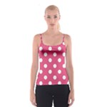 Polka Dots - White on Dark Pink Spaghetti Strap Top
