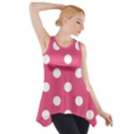 Polka Dots - White on Dark Pink Side Drop Tank Tunic