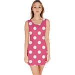 Polka Dots - White on Dark Pink Bodycon Dress