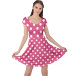 Polka Dots - White on Dark Pink Cap Sleeve Dress