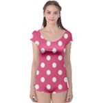 Polka Dots - White on Dark Pink Boyleg Leotard (Ladies)