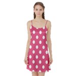Polka Dots - White on Dark Pink Satin Night Slip