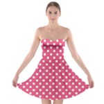Polka Dots - White on Dark Pink Strapless Bra Top Dress