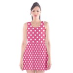 Polka Dots - White on Dark Pink Scoop Neck Skater Dress