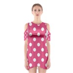 Polka Dots - White on Dark Pink Women s Cutout Shoulder Dress