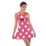 Polka Dots - White on Dark Pink Cotton Racerback Dress
