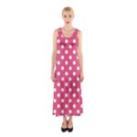 Polka Dots - White on Dark Pink Full Print Maxi Dress
