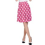 Polka Dots - White on Dark Pink A-Line Skirt