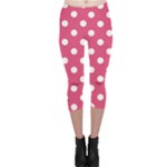 Polka Dots - White on Dark Pink Capri Leggings