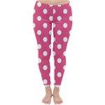Polka Dots - White on Dark Pink Winter Leggings