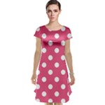 Polka Dots - White on Dark Pink Cap Sleeve Nightdress