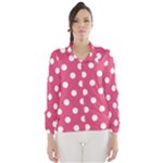 Polka Dots - White on Dark Pink Wind Breaker (Women)