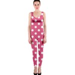 Polka Dots - White on Dark Pink OnePiece Catsuit