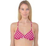 Polka Dots - White on Dark Pink Reversible Tri Bikini Top