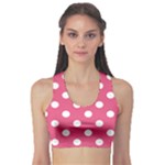 Polka Dots - White on Dark Pink Women s Sports Bra