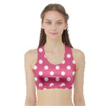Polka Dots - White on Dark Pink Women s Sports Bra with Border