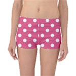 Polka Dots - White on Dark Pink Boyleg Bikini Bottoms