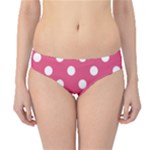 Polka Dots - White on Dark Pink Hipster Bikini Bottoms
